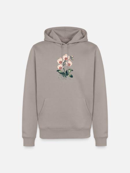 Orchideenliebe – botanische Blüten - Männer Premium Bio Hoodie - Taupe