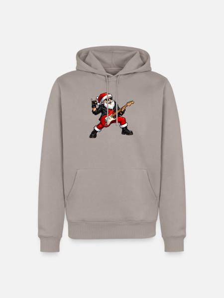 Rockender Weihnachtsmann - Männer Premium Bio Hoodie - Taupe