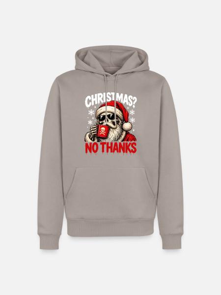 Skull Santa Nein danke - Männer Premium Bio Hoodie - Taupe