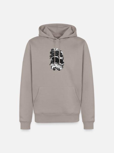 Einatmen. Sterben. Ignorieren. (Schwarz-weiß) - Männer Premium Bio Hoodie - Taupe