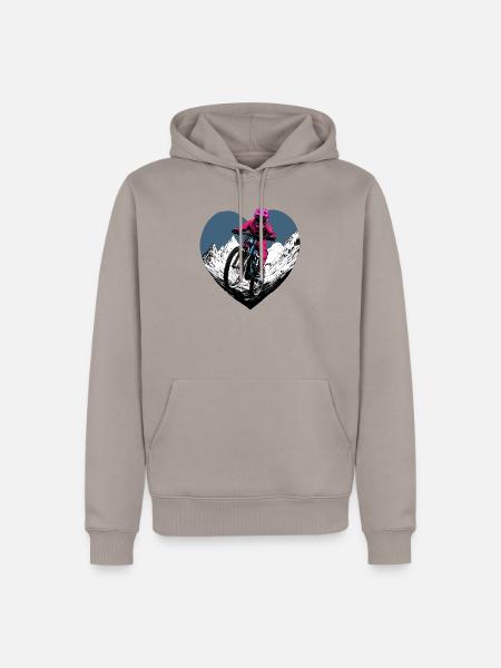 Love Bike / Mountainbiker Herz - Männer Premium Bio Hoodie - Taupe