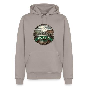 Dublin Ireland Reiseabzeichen Ha'penny Bridge Geschenk - Männer Premium Bio Hoodie - Taupe - Vorne - Nico (187cm)