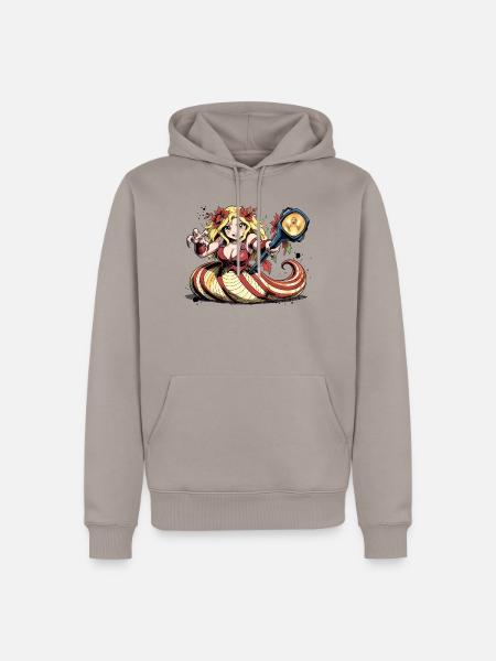Herbsthexe mit Bernstein-Hexenstab - Männer Premium Bio Hoodie - Taupe