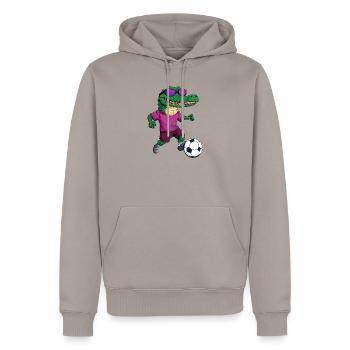 Alligator Fussball Krokodil - Männer Premium Bio Hoodie - Taupe - Vorne - Nico (187cm)