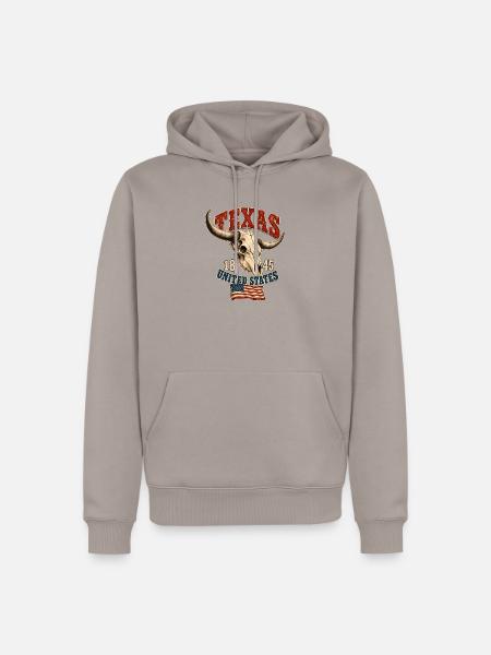 Texas Skull USA Flag - Männer Premium Bio Hoodie - Taupe