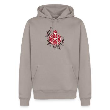 Granatapfel mit Blumen - Botanische Kunst - Männer Premium Bio Hoodie - Taupe - Vorne - Nico (187cm)