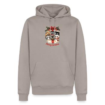 Meowy Christmas Katzen im Geschenk Weihnachten - Männer Premium Bio Hoodie - Taupe - Vorne - Nico (187cm)