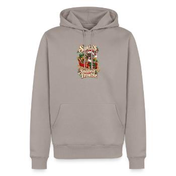  Santas Smallest Trouble Französische Bulldogge - Männer Premium Bio Hoodie - Taupe - Vorne - Nico (187cm)
