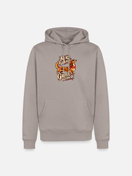 Kurz gebaut groß gedacht Dackel - Männer Premium Bio Hoodie - Taupe