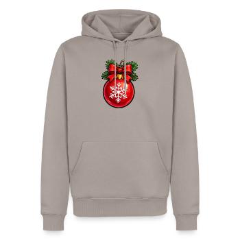 Rote Weihnachtkugel mit Schneeflocke - Männer Premium Bio Hoodie - Taupe - Vorne - Nico (187cm)