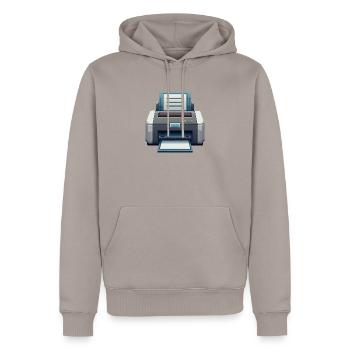 Drucker - Männer Premium Bio Hoodie - Taupe - Vorne - Nico (187cm)