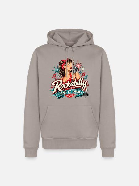Rockabilly-Sänger – Sing It Loud 1952 - Männer Premium Bio Hoodie - Taupe