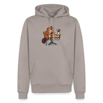 Holz All Inclusive Biber im Café - Männer Premium Bio Hoodie - Taupe - Vorne - Nico (187cm)