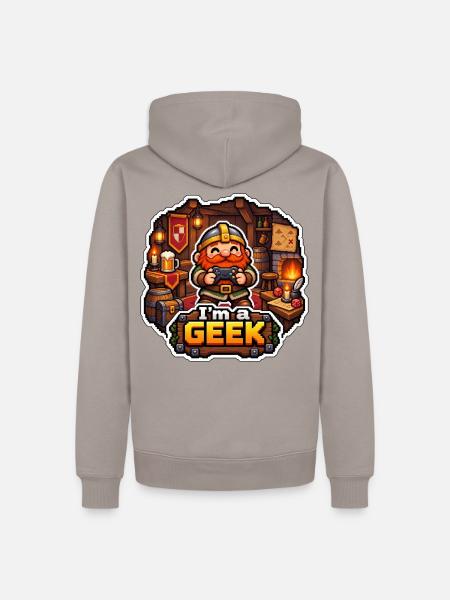 ICH BIN EIN NERD – Tavernenzwerg - Männer Premium Bio Hoodie - Taupe