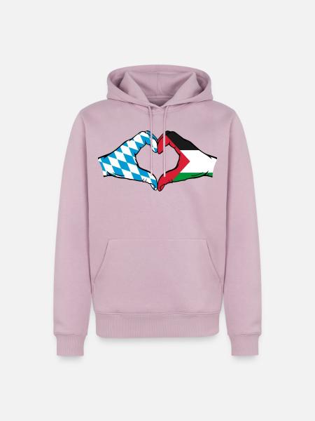 Bayern Palästina Flagge Hände Herzform - Männer Premium Bio Hoodie - Altrosa