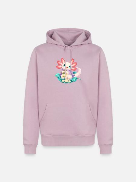Süßer Axolotl mit Laterne | Noventra - Männer Premium Bio Hoodie - Altrosa