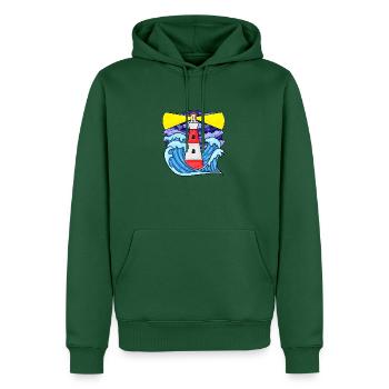 Lighthouse with waves North Sea Baltic Sea gift - Men’s Premium Organic Hoodie - bottle green - Front - Nico (187cm)