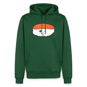 kawaii food, japanese cuisine, japanese fish - Men’s Premium Organic Hoodie - bottle green - Front - Nico (187cm)