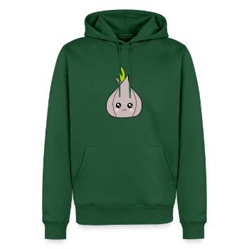 Kawaii Zwiebel Knoblauch Kawaii Gemüse Kawaii Obst - Männer Premium Bio Hoodie - Flaschengrün - Vorne - Nico (187cm)