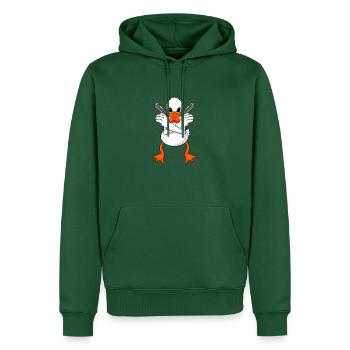 Ente mit Pistole - Männer Premium Bio Hoodie - Flaschengrün - Vorne - Nico (187cm)