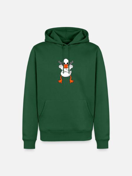 Duck with gun - Men’s Premium Organic Hoodie - bottle green