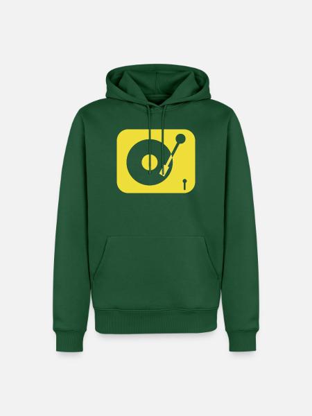 retro T-Shirt Vinyl - Shirt Plattenspieler vintage - Männer Premium Bio Hoodie - Flaschengrün