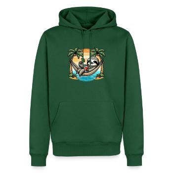 Faultier in Hängematte - Männer Premium Bio Hoodie - Flaschengrün - Vorne - Nico (187cm)