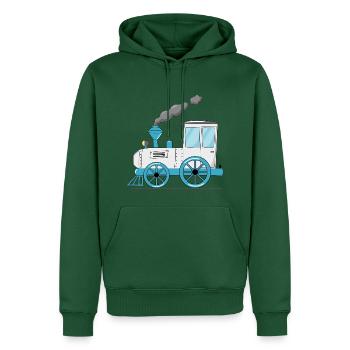 Kinderzug Eisenbahn weiß - Männer Premium Bio Hoodie - Flaschengrün - Vorne - Nico (187cm)