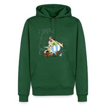 Astérix & Obélix Avec Idéfix Dans La Nature - Sweat à capuche Premium bio Homme - vert bouteille - Devant - Nico (187cm)