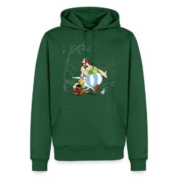 Asterix & Obelix Spaziergang Mit Idefix - Männer Premium Bio Hoodie - Flaschengrün - Vorne - Nico (187cm)