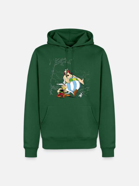 Asterix & Obelix Spaziergang Mit Idefix - Männer Premium Bio Hoodie - Flaschengrün