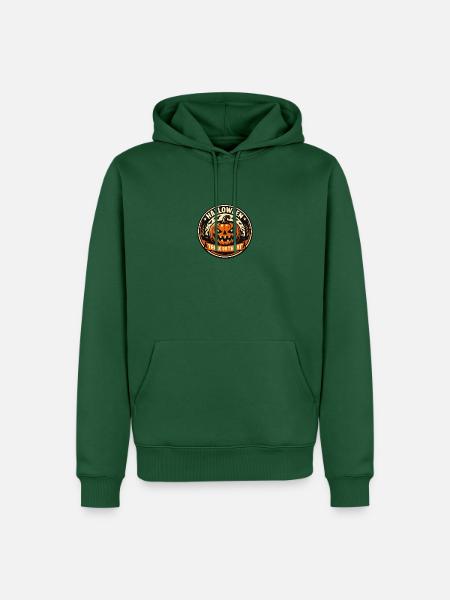 Halloween Kürbis Trick Retreat Badge - Männer Premium Bio Hoodie - Flaschengrün