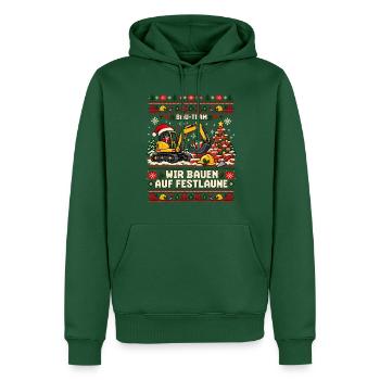 Bau-Team - Wir bauen auf Festlaune - Männer Premium Bio Hoodie - Flaschengrün - Vorne - Nico (187cm)