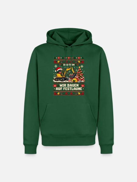 Bau-Team - Wir bauen auf Festlaune - Männer Premium Bio Hoodie - Flaschengrün