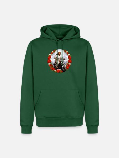 Motorrad Jesus - Männer Premium Bio Hoodie - Flaschengrün