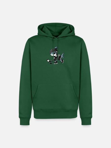 Cooler Eishockeyspieler Cartoon Stil - Männer Premium Bio Hoodie - Flaschengrün