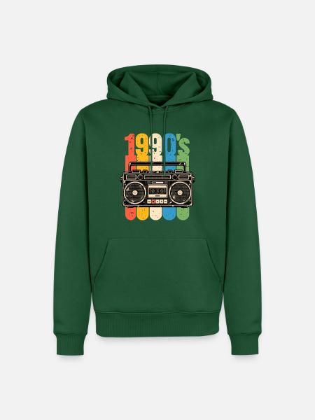1990er Stereo und Kassetten Nostalgie - Männer Premium Bio Hoodie - Flaschengrün