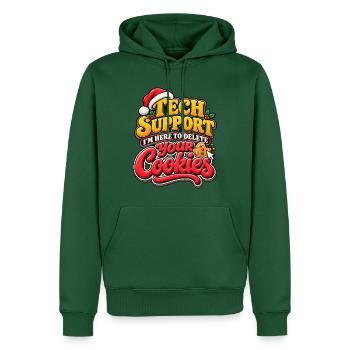 Tech Support Cookies: Holiday Debugger - Männer Premium Bio Hoodie - Flaschengrün - Vorne - Nico (187cm)