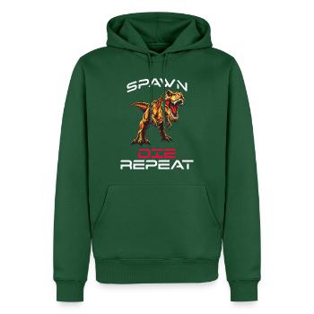 Spawn Die Repeat Gamer Dino Survival Zocken Witz - Männer Premium Bio Hoodie - Flaschengrün - Vorne - Nico (187cm)