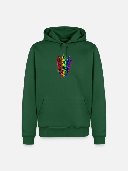 Königskrone Regenbogen Totenkopf - Männer Premium Bio Hoodie - Flaschengrün
