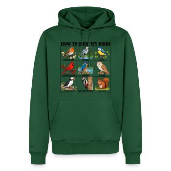 How to Identify Birds Funny Birding Birder Fitted  - Männer Premium Bio Hoodie - Flaschengrün - Vorne - Nico (187cm)
