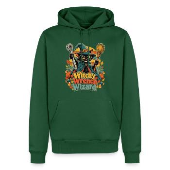 Halloween Hexenkatze Mechaniker Wizard - Männer Premium Bio Hoodie - Flaschengrün - Vorne - Nico (187cm)
