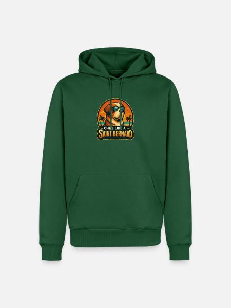 Bernhardiner mit Sonnenbrille im Retrolook - Männer Premium Bio Hoodie - Flaschengrün