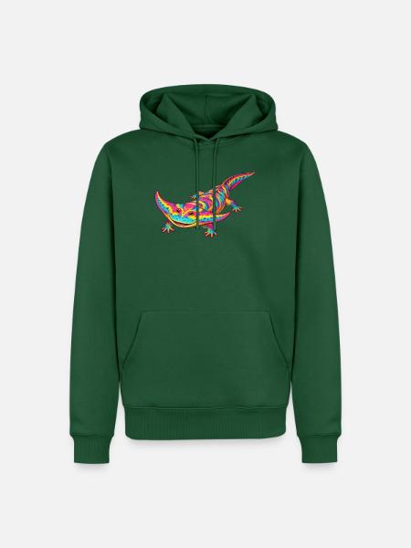 Regenbogen Diplocaulus Strahlen - Männer Premium Bio Hoodie - Flaschengrün