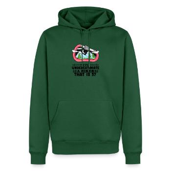 57 Jahre - Berg Wandern Bergsteigen - Männer Premium Bio Hoodie - Flaschengrün - Vorne - Nico (187cm)