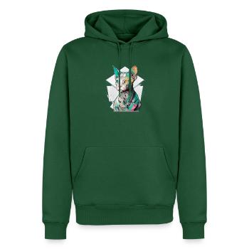 Sphynx Cat Bunter Cyberpunk Tokyo Mosaik - Männer Premium Bio Hoodie - Flaschengrün - Vorne - Nico (187cm)