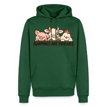 Animals Are Friends Farm Animals - Männer Premium Bio Hoodie - Flaschengrün - Vorne - Nico (187cm)
