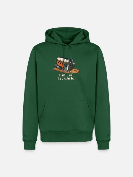 Ein Teil ist übrig – Schrauberhumor - Männer Premium Bio Hoodie - Flaschengrün