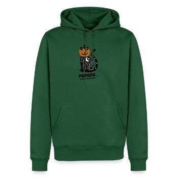 Pspsps oder Saures – Schwarze Katze Halloween - Männer Premium Bio Hoodie - Flaschengrün - Vorne - Nico (187cm)