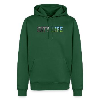 Stadtleben verschmutzt zu Green City - Männer Premium Bio Hoodie - Flaschengrün - Vorne - Nico (187cm)